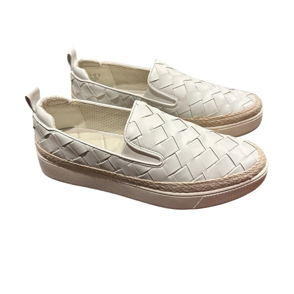 Franco Sarto Shoes - Franco Sarto Hydee Sneaker 9 White Woven Espadrille Platform Slip On Casual Boho